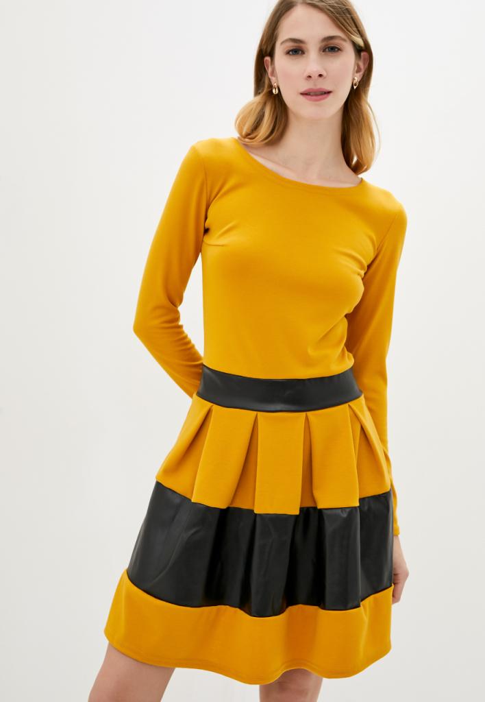 

Женское трикотажное платье со вставками из эко-кожи Подіум 13745-MUSTARD  Горчичный, Женское трикотажное платье со вставками из эко-кожи Подіум 13745-MUSTARD M Горчичный