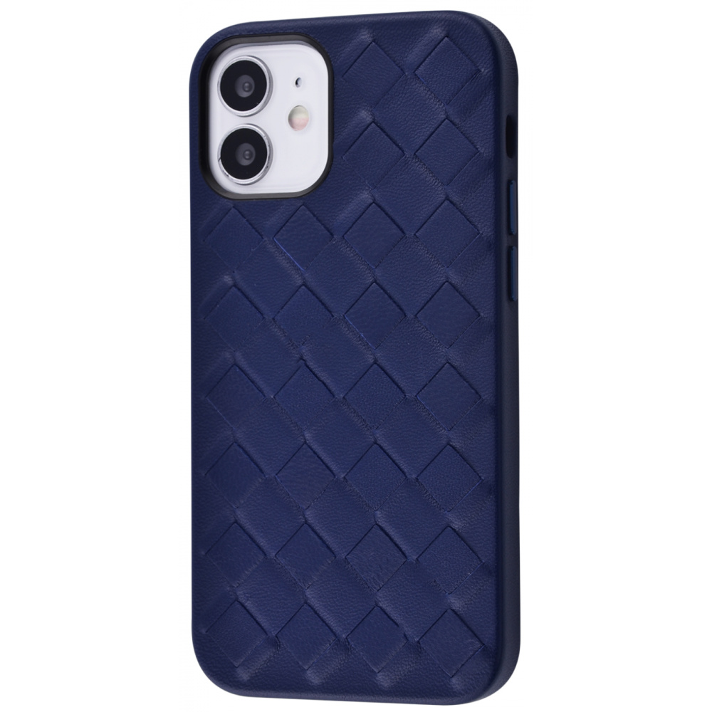 

Чехол PRC Genuine Leather Case Weaving Series iPhone 12 mini dark blue Синий