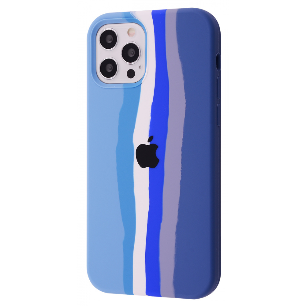 

Чехол с мягкой подкладкой PRC Rainbow Silicone Case iPhone 12/12 Pro blue/dark blue Голубой Синий