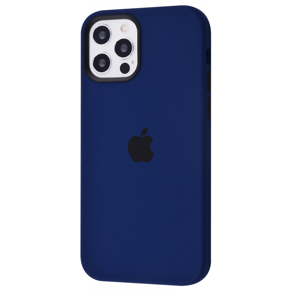 

Чехол с мягкой подкладкой с защитой камеры с поддержкой magsafe PRC Silicone Case with MagSafe iPhone 12/12 Pro deep navy Синий