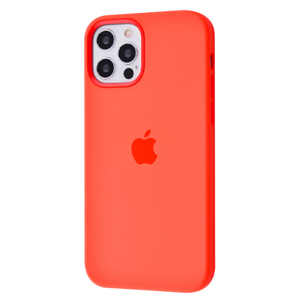 

Чехол с мягкой подкладкой PRC Silicone Case with MagSafe iPhone 12/12 Pro electric orange С рисунком