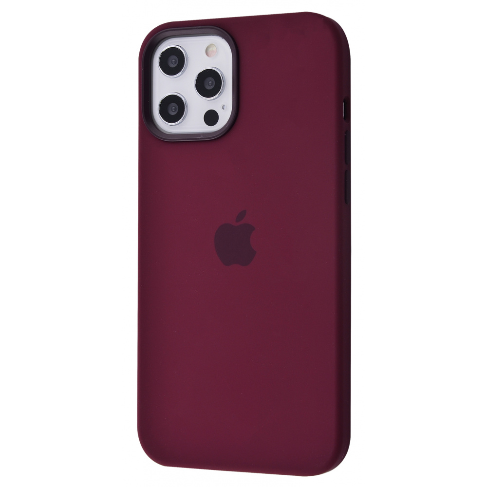 

Чехол с мягкой подкладкой с защитой камеры с поддержкой magsafe PRC Silicone Case with MagSafe iPhone 12 Pro Max plum Бордовый