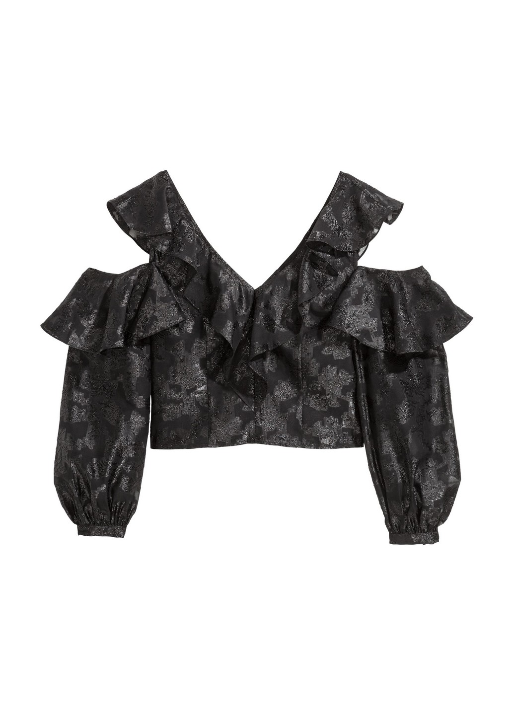 

Топ-блузка H&M  Черный 0571048_дл.рук.открыт.плечи, Топ-блузка H&M 36 Черный 0571048_дл.рук.открыт.плечи