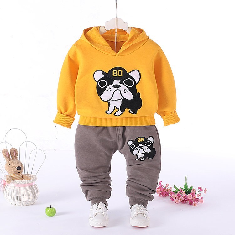 

Детский костюм с капюшоном Модный Бульдог Tortila желтый-кофе 120 р-р