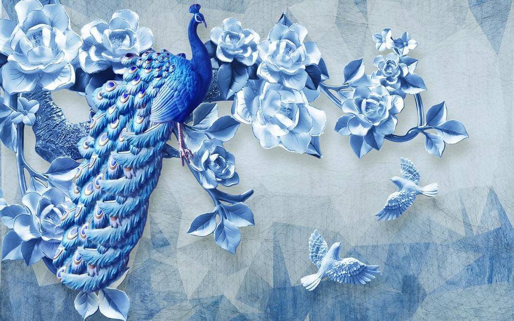 

Фотообои Арт-Обои Синий павлин №38255 Мелкий песок