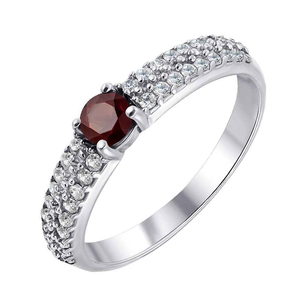 

Серебряное кольцо с гранатом и фианитами 000122577 15.5 размера