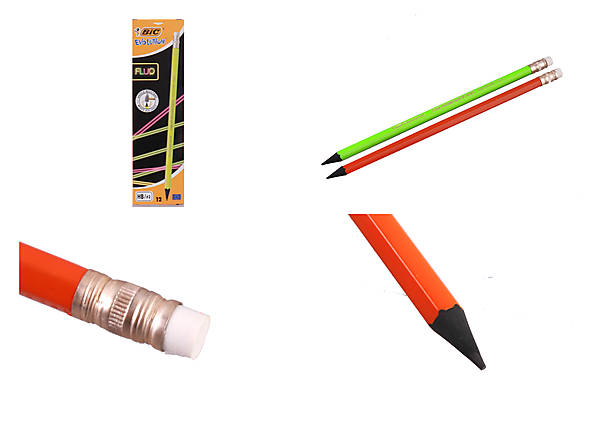 

Карандаш чернографитный Evolution Fluo НВ 2 мм с ластиком (12шт в упак) BiC (bc942882)