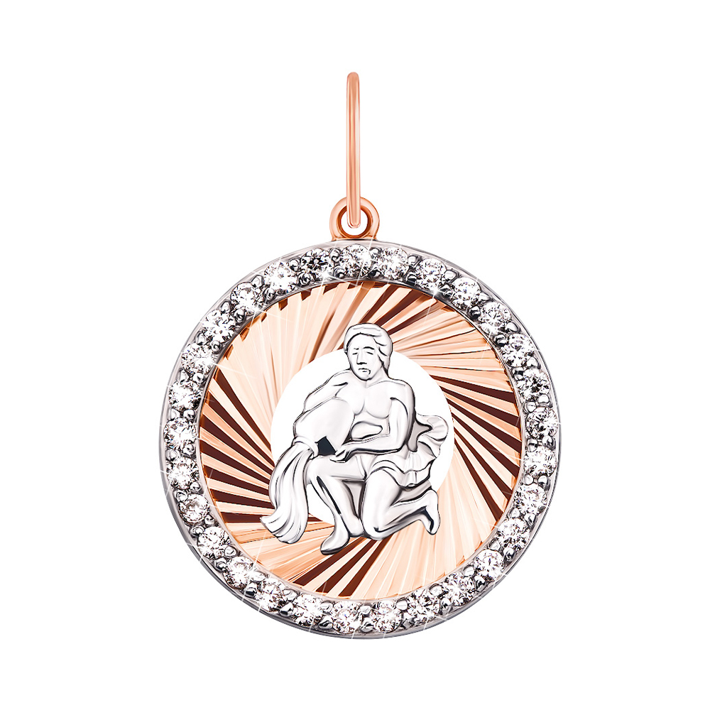 

Подвеска Водолей из комбинированного золота с фианитами 000130744