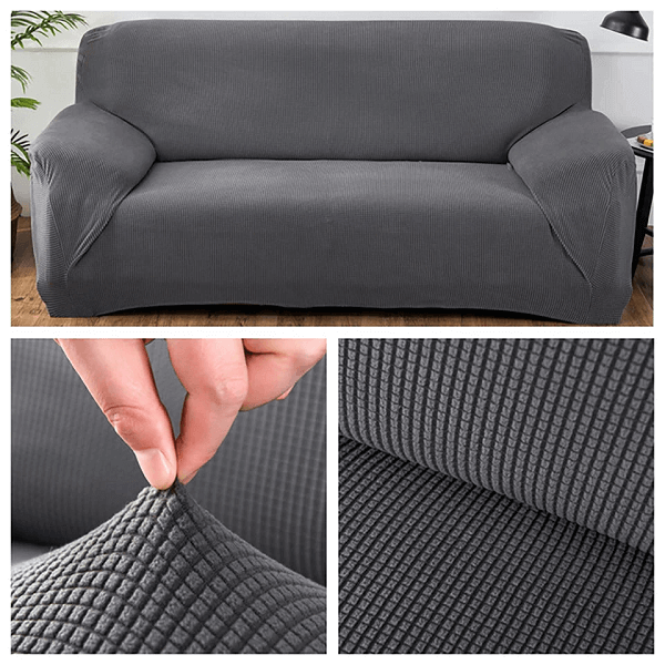 

Чехол на диван HomyTex водоотталкивающий четырехместный 235*300 см трикотаж-жатка серый арт.НТ-384851