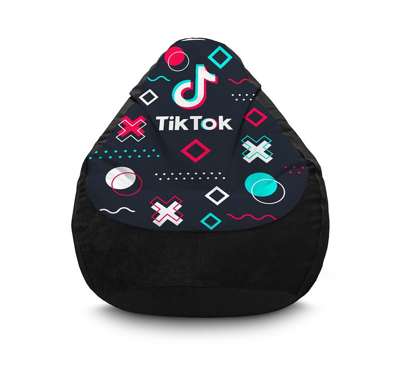 

Кресло мешок iPuff "Tik Tok. Abstract figures. Black" Флок XL (80x110 см) Черный