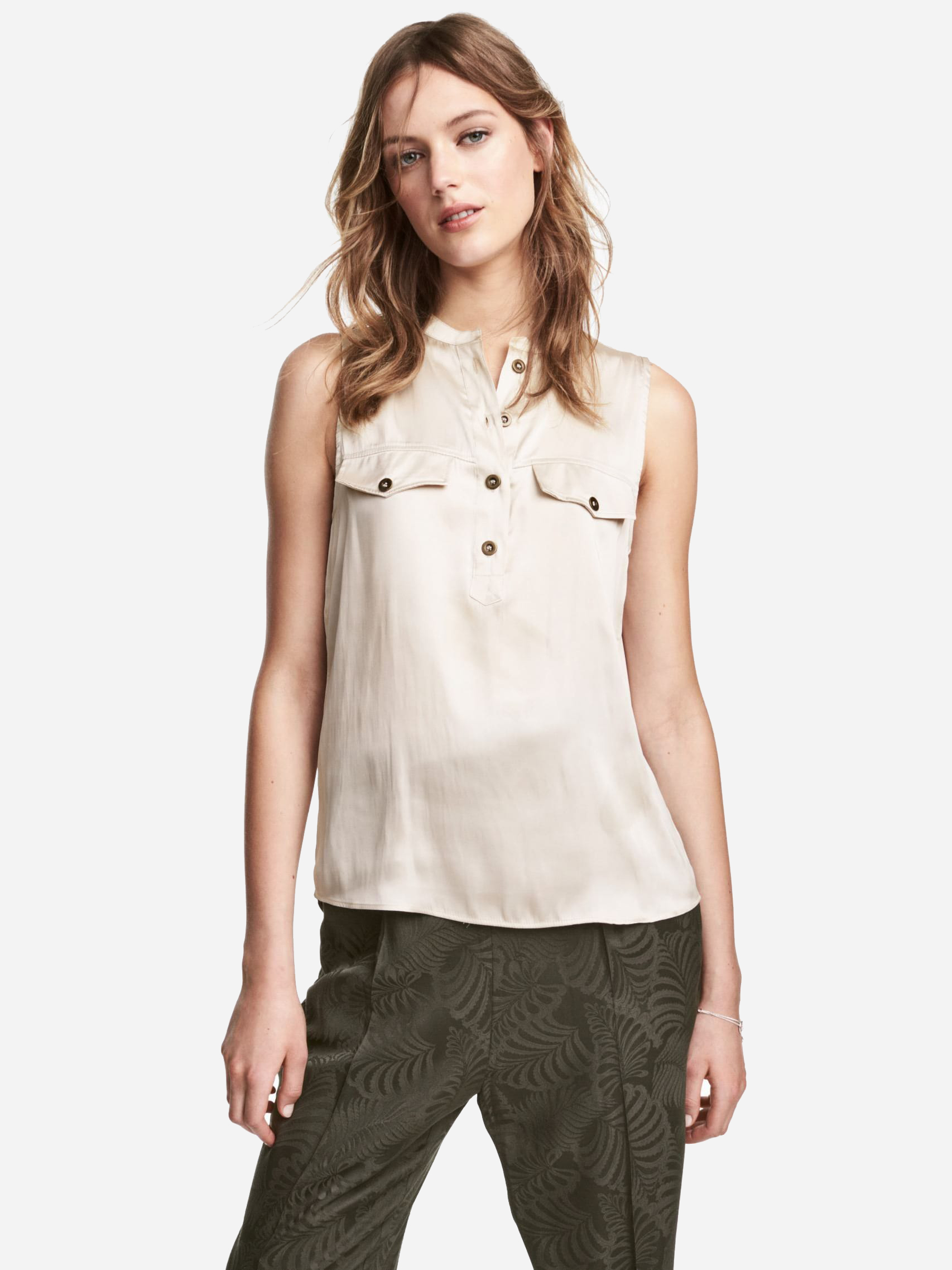 

Блузка H&M 1311-497856  Светло-бежевая, Блузка H&M 1311-497856 34 Светло-бежевая