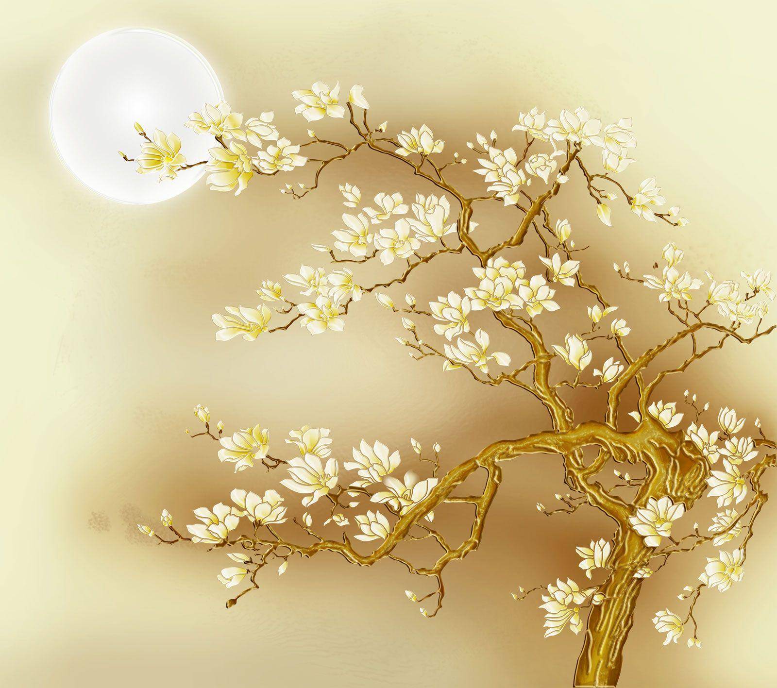 

Фотообои Walldeco Луна и цветущие дерево №40442 Гладь