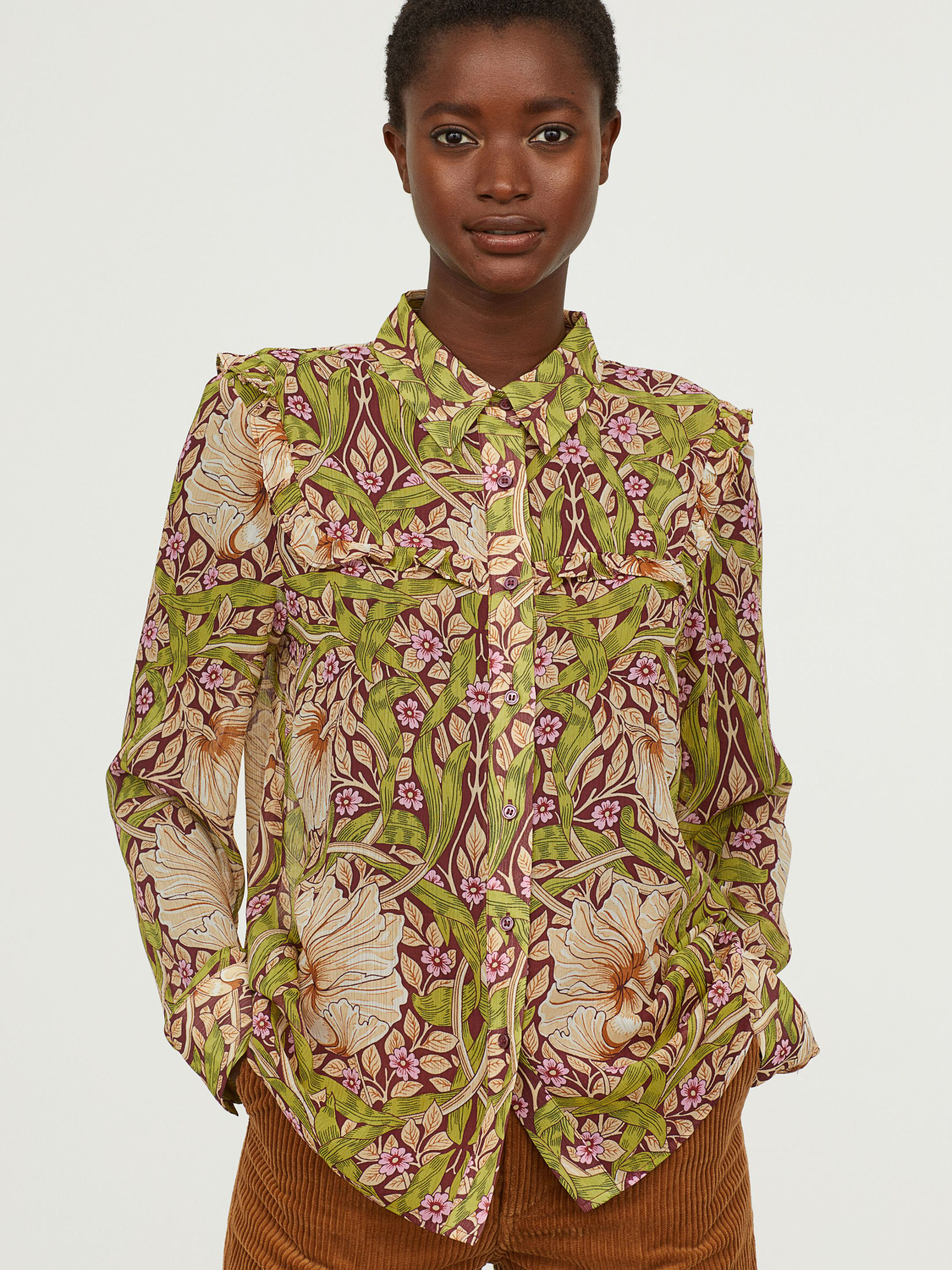

Рубашка H&M 6924118-AEAT 36 Зеленая с бордовым
