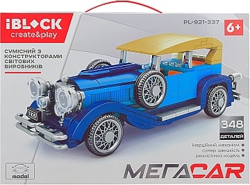 

Конструктор "МегаCar" Синий ретро-автомобиль, 348 деталей - Iblock (20-1027725)