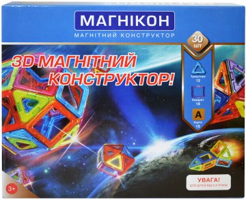 

3D магнитный конструктор, 30 деталей - Магникон MK-30 (20-341991)