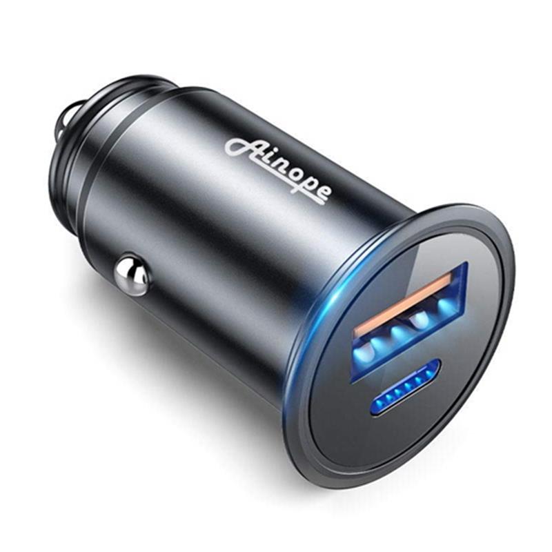 

Автомобильное зарядное устройство Ainope (1USB, 1USB-C, 3А) 30W PD QC3.0 Black (QD-H73-black)