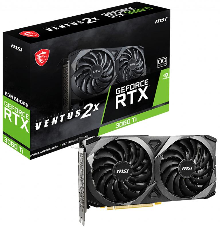 

Видеокарта MSI Nvidia GeForce RTX 3060 Ti VENTUS 2X OCV1 LHR (RTX 3060 Ti VENTUS 2X OCV1 LHR)