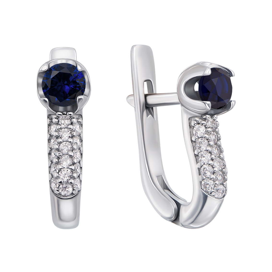 

Серебряные серьги с сапфирами и фианитами 000136413