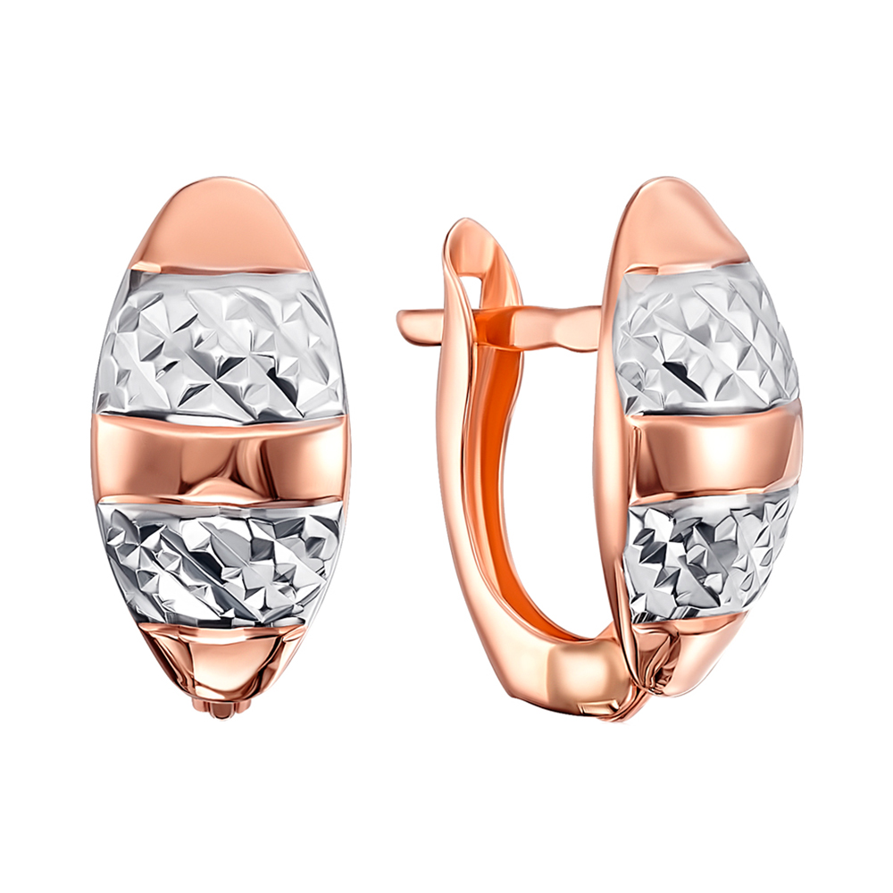 

Серьги из красного золота с родированием и насечкой 000129997