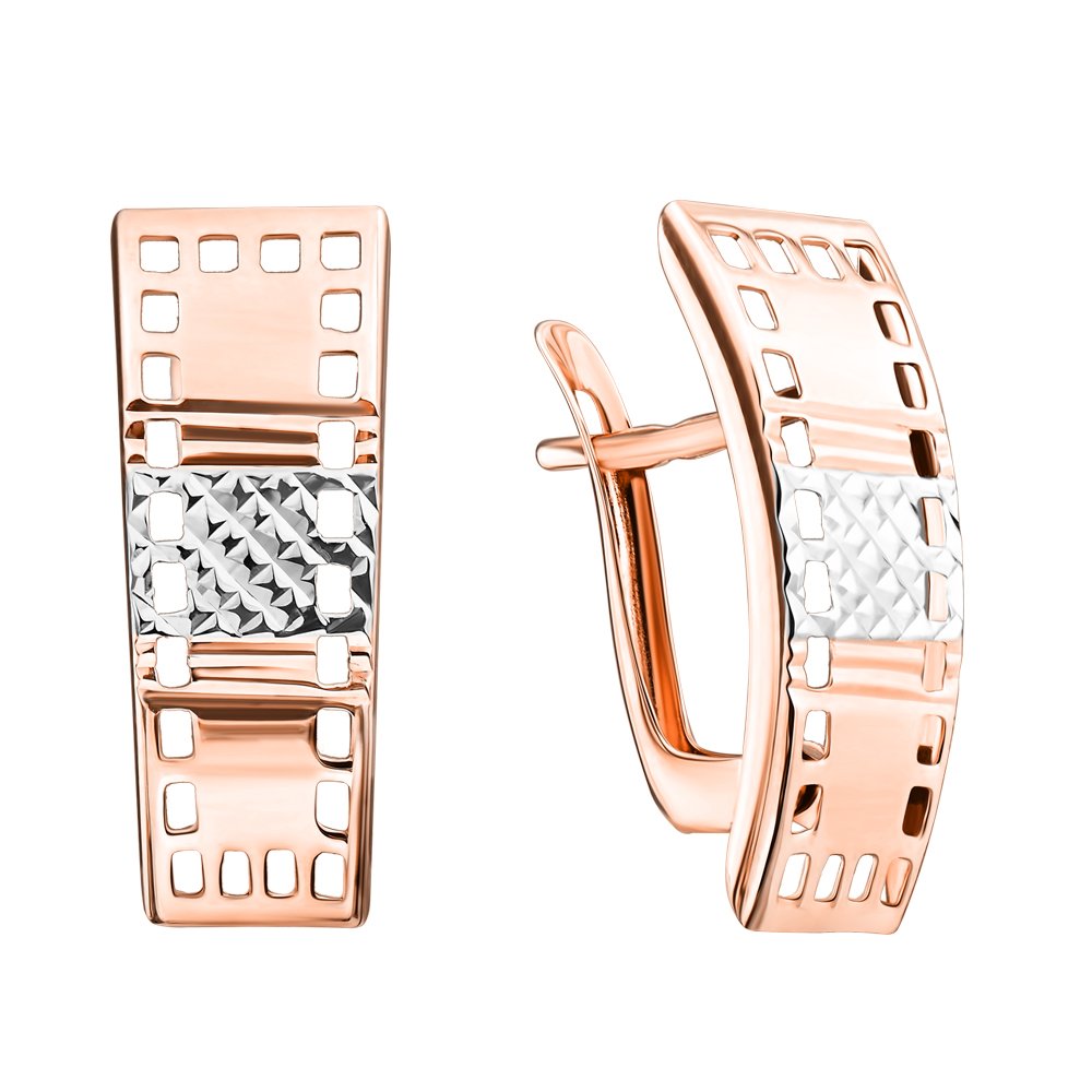 

Золотые серьги в комбинированном цвете 000117474