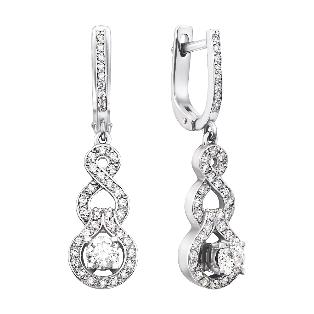 

Серьги-подвески из белого золота с бриллиантами 000136635