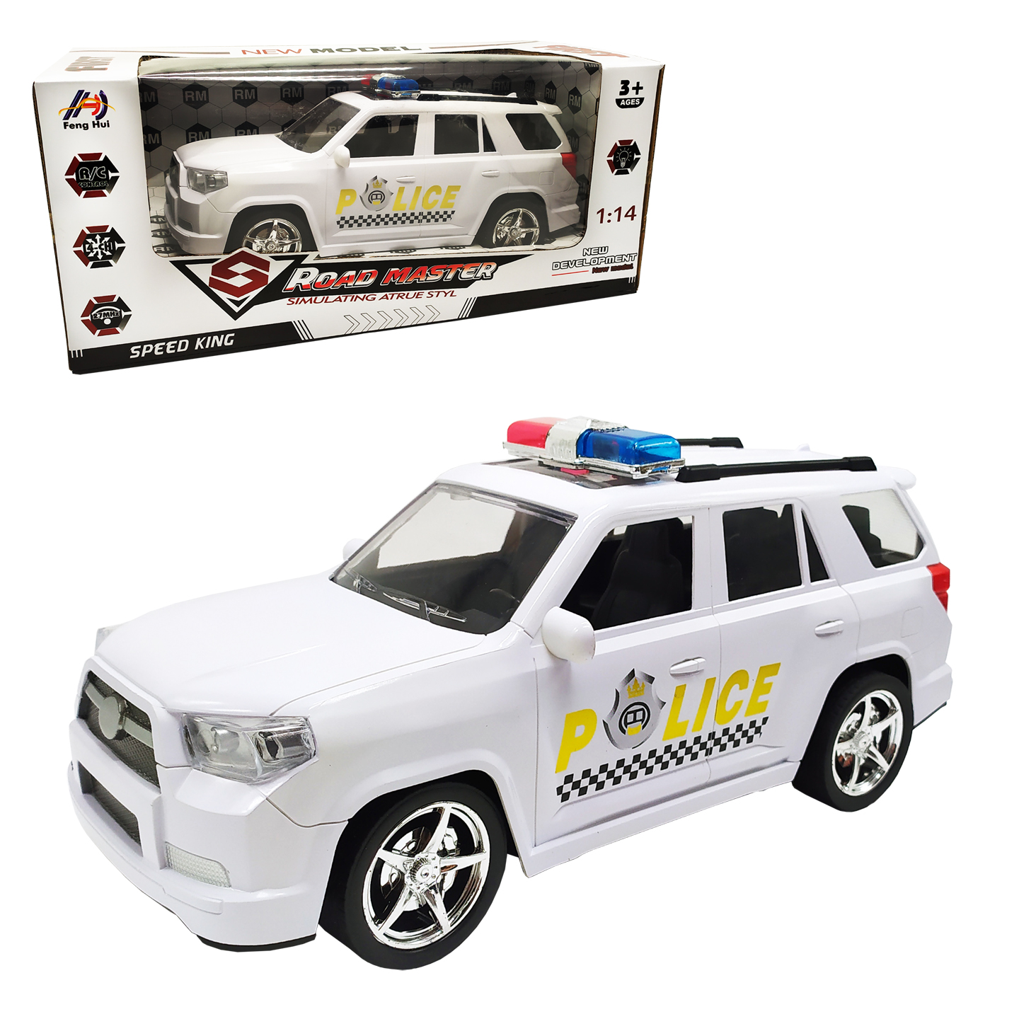 

Машина "Полиция" на радиоуправлении резиновые колеса (Белый) 338B-109(White)