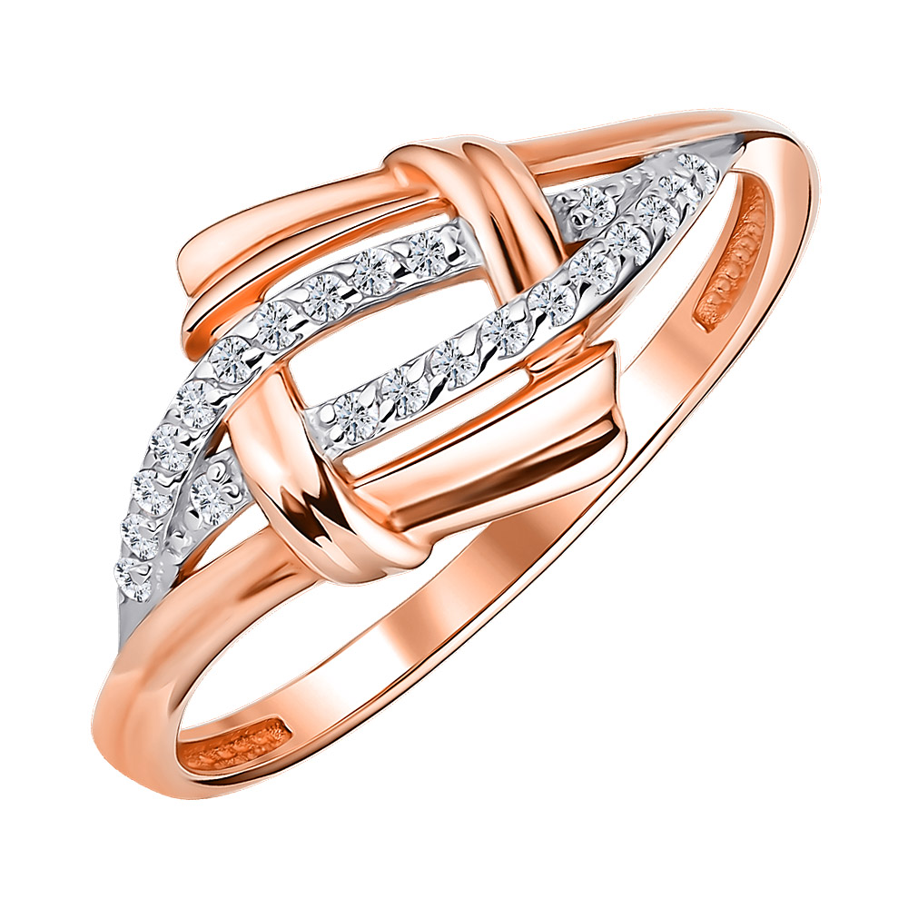 

Золотое кольцо в комбинированном цвете с фианитами 000147949 18.5 размера