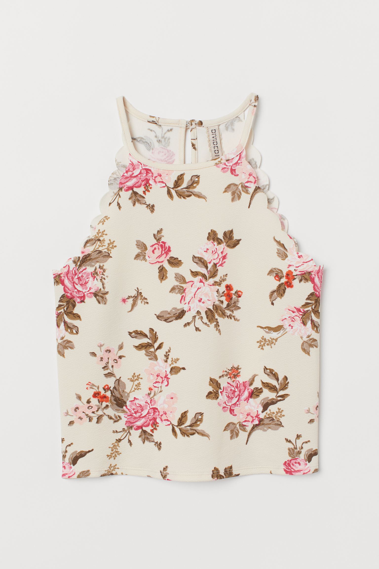 

Майка H&M  кремовый цветы 11116402510, Майка H&M XS кремовый цветы 11116402510