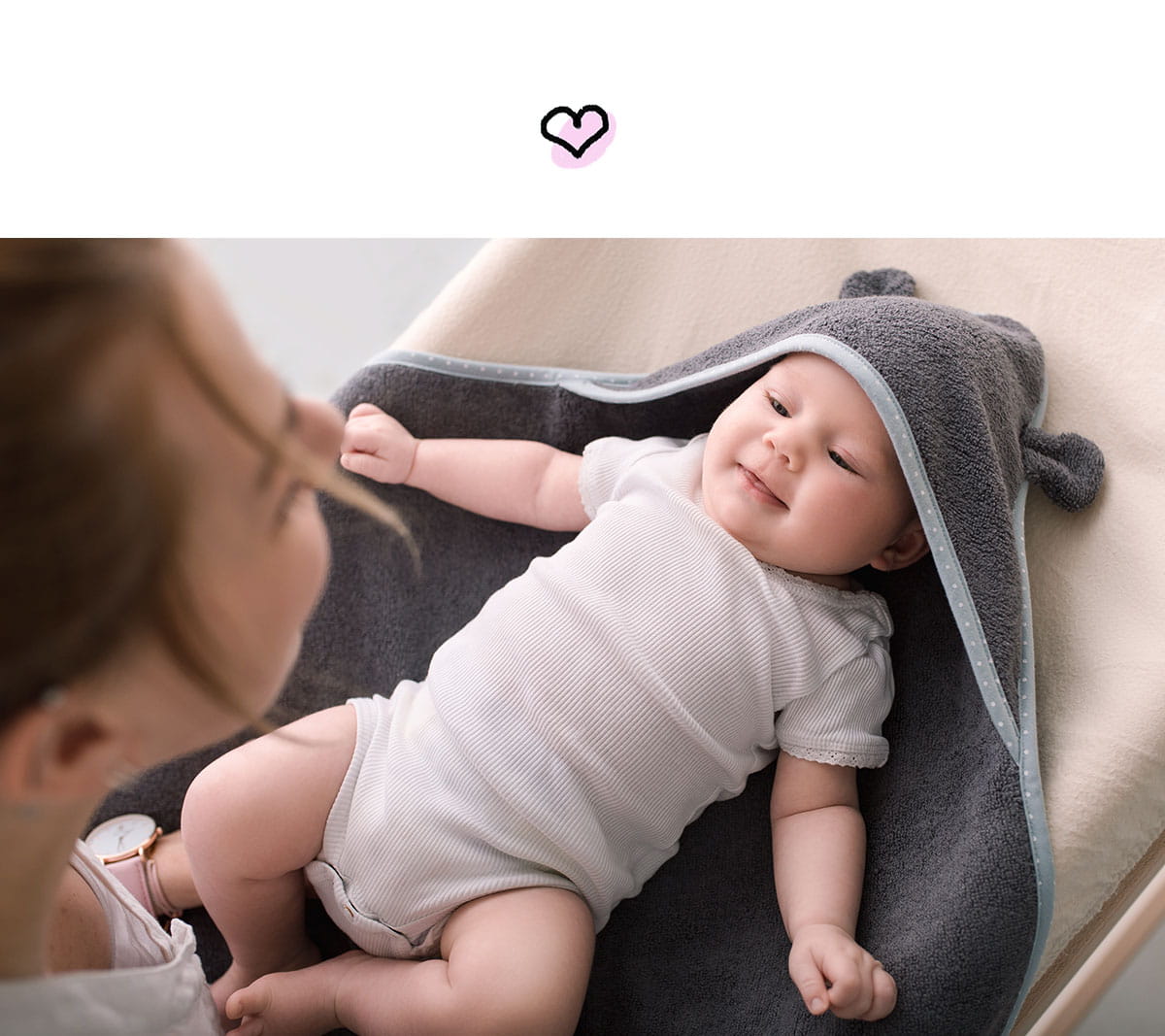 

Рушник для немовлят LullaLove Baby Grey бамбуковий 85х85 см