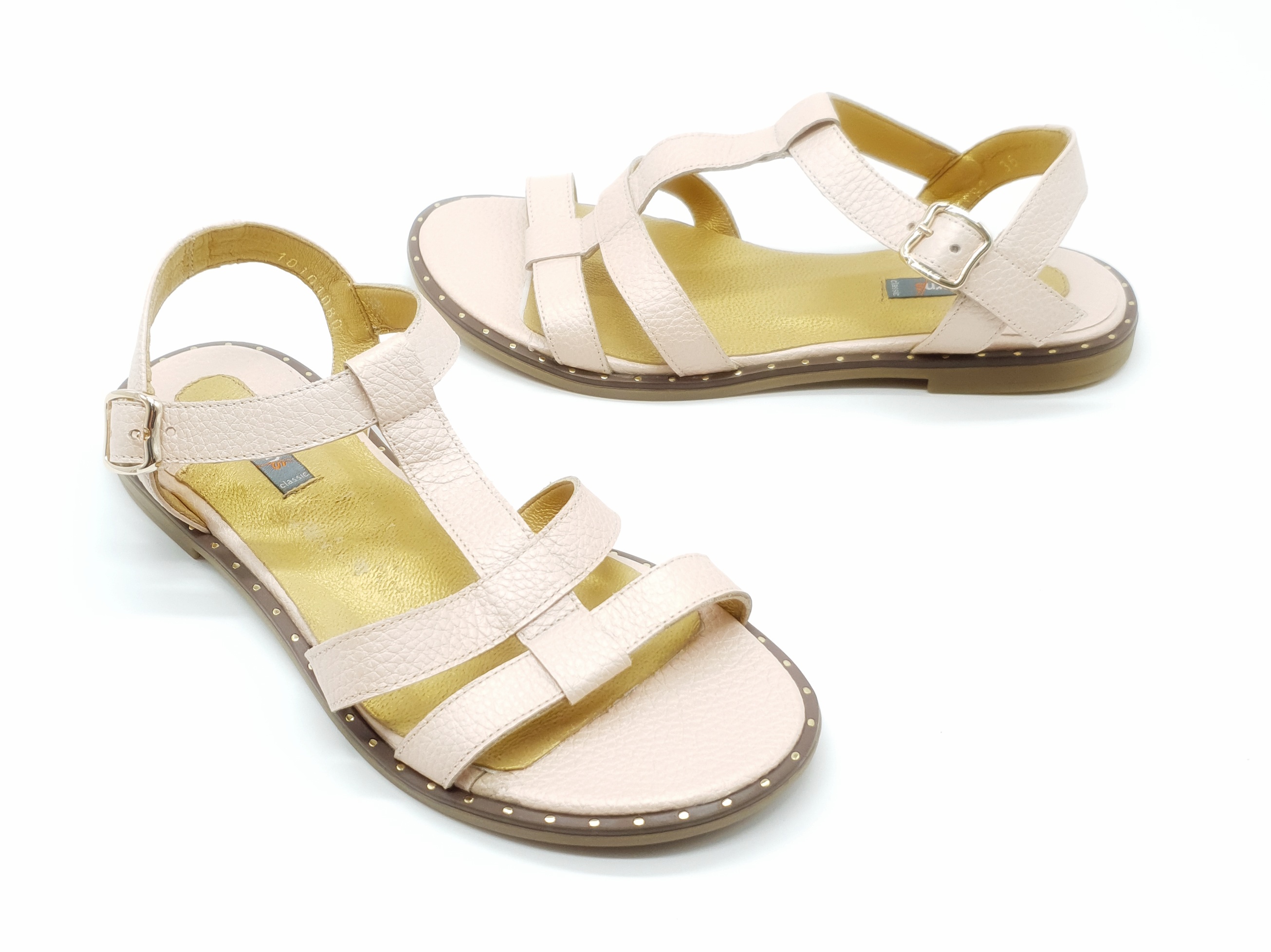 

Жіночі босоніжки Patterns пудра шкіряні P-16-6 25,5 см 40(р)