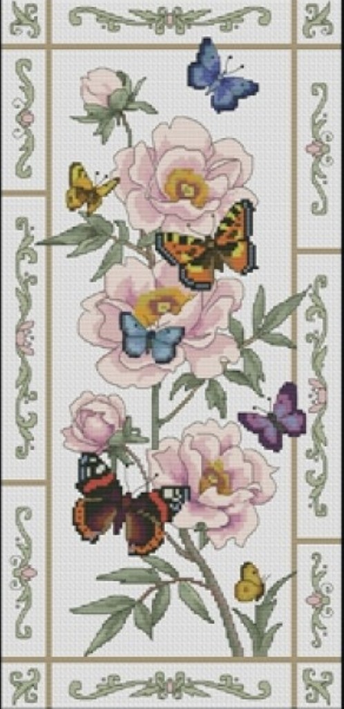 

Набор для вышивания крестиком Magic Cross Stitch Пионы и бабочки 18 * 37 см (015)