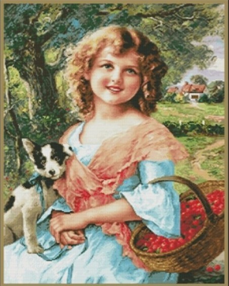 

Набор для вышивания крестиком Magic Cross Stitch Девочка с вишнями 35 * 50 см (010)