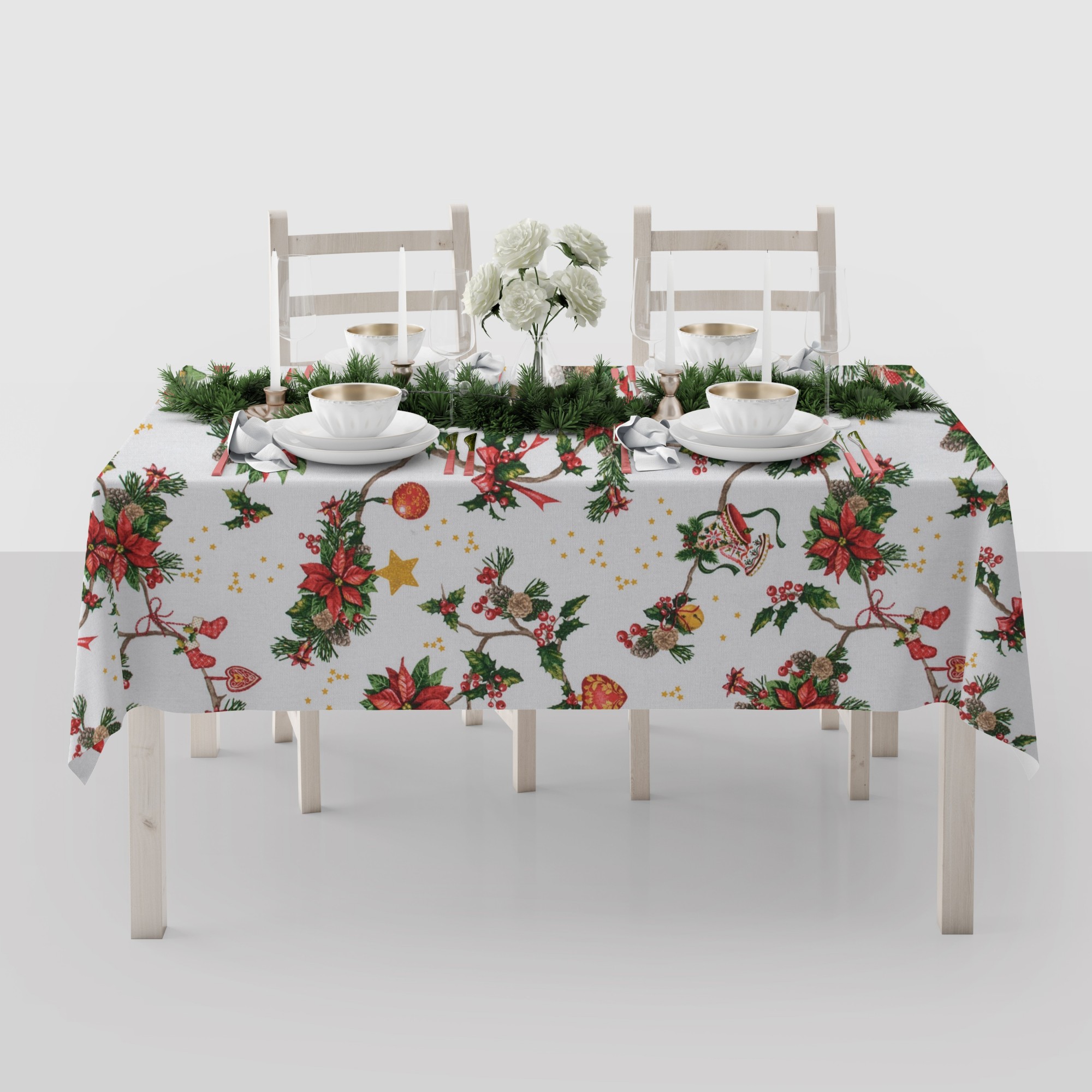 

Скатерть Новогодняя Wassa-Home-Decor 250х350 см Рождественские венки