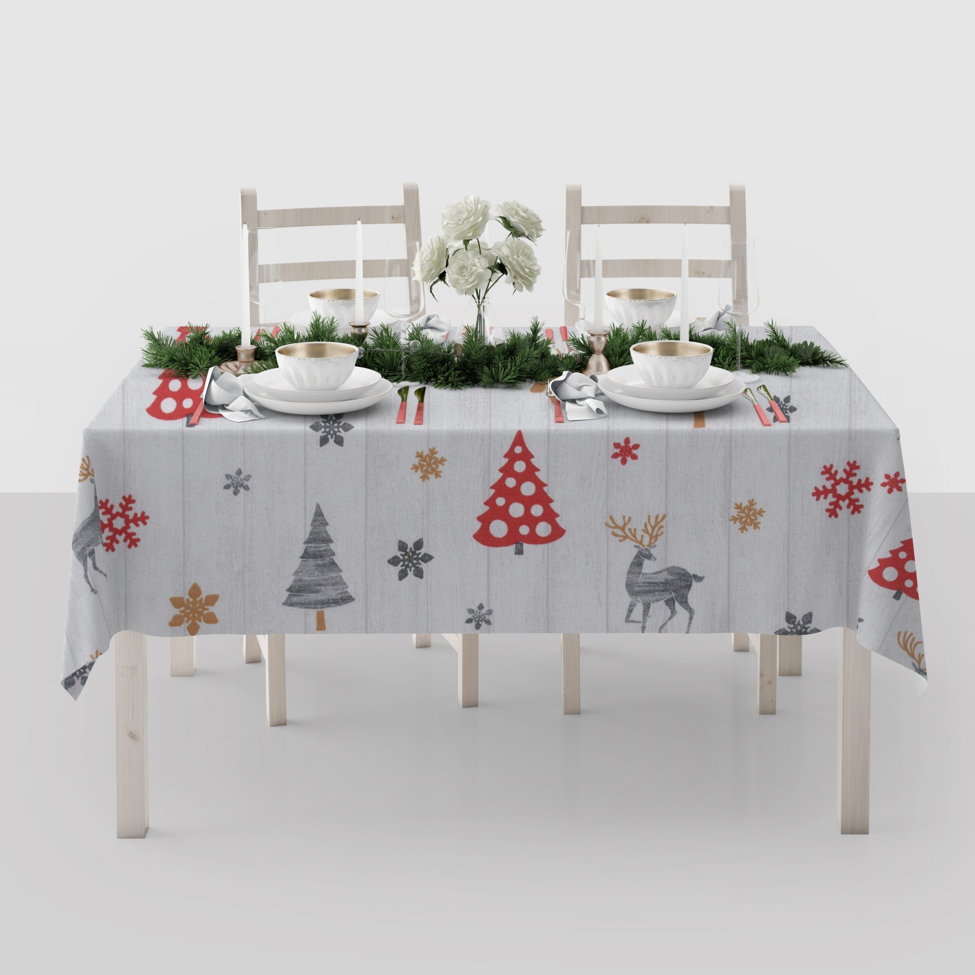 

Скатерть Новогодняя Wassa-Home-Decor 130х220 см Рождественские олени
