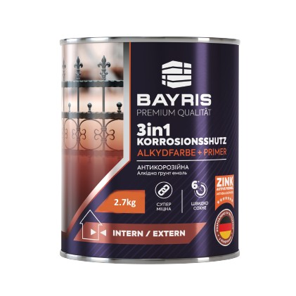 

Грунт-эмаль антикоррозийная 3 in 1 Korrosionsshutz Bayris 2.7 кг