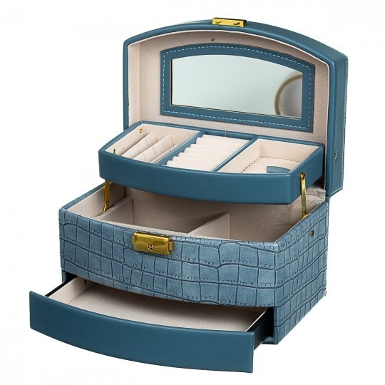 

Шкатулка-кейс для украшений Happy Like 22х14х14 см Синяя (8415-011)