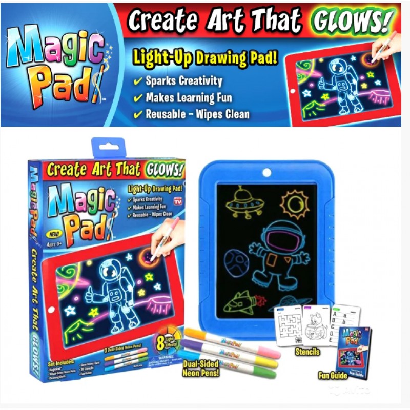 

Детский планшет Светодиодный MAGIC SKETCHPAD Deluxe Досточка для рисования комплект Синий (48866IM)
