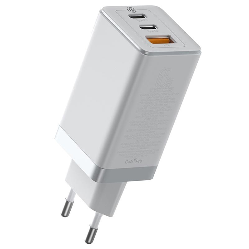 

Сеть ЗУ Baseus GaN2 Pro Quick Charger 2C+U 65W EU, White (CCGAN2P-B02)