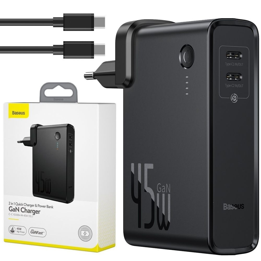 

Сетевое ЗУ + внешний аккумулятор Baseus GaN Charger 2in1 Quick Charger & Power Bank, Black (PPNLD-F01)
