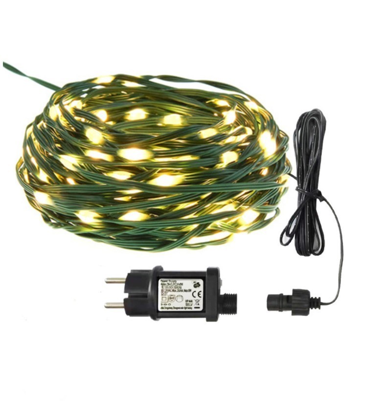 

Вулична світлодіодна гірлянда 50м LED стрічка новорічна водостійка 220В - Зелений провід Жовта (269114)
