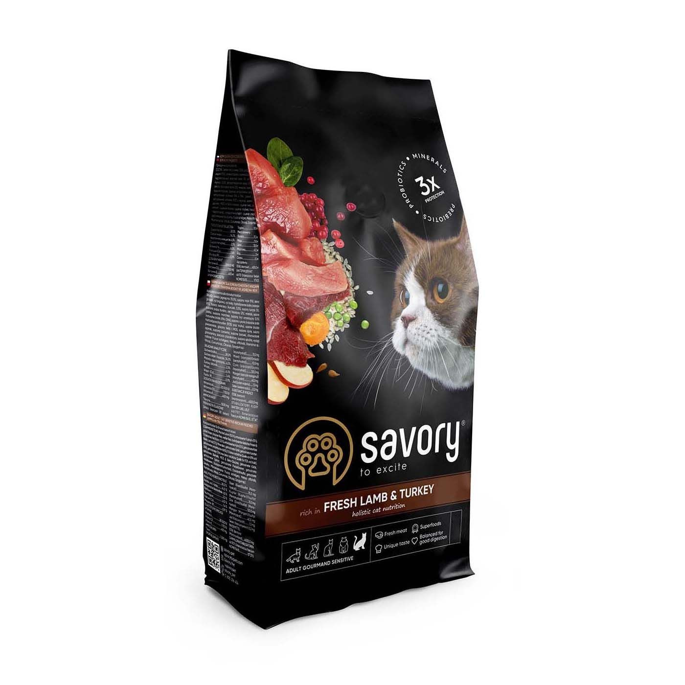 

Сухой корм Savory Fresh Lamb & Turkey для кошек с чувствительным пищеварением со свежим мясом ягненка и индейки 8 кг (30099)