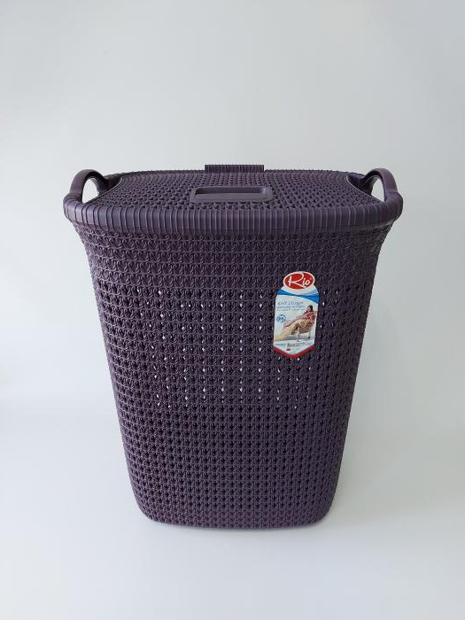 

Корзина для белья пластиковая с крышкой "Вязка" 44 * 35 cm h 56,5 cm 65 литров 19808