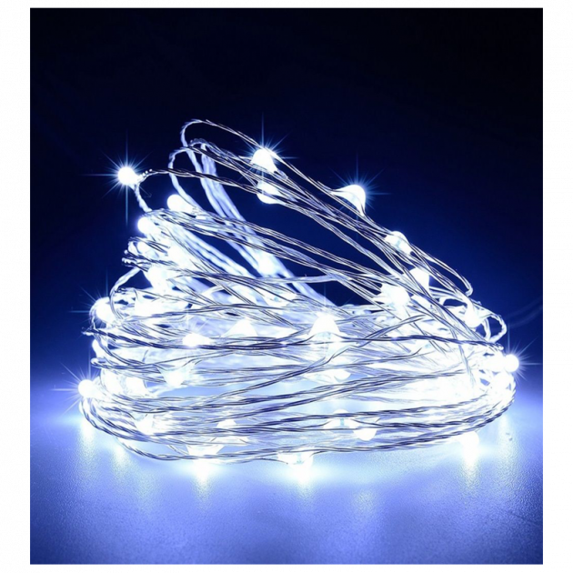 

Гирлянда светодиодная, новогодняя "Роса", 100 LED, 10м, белая