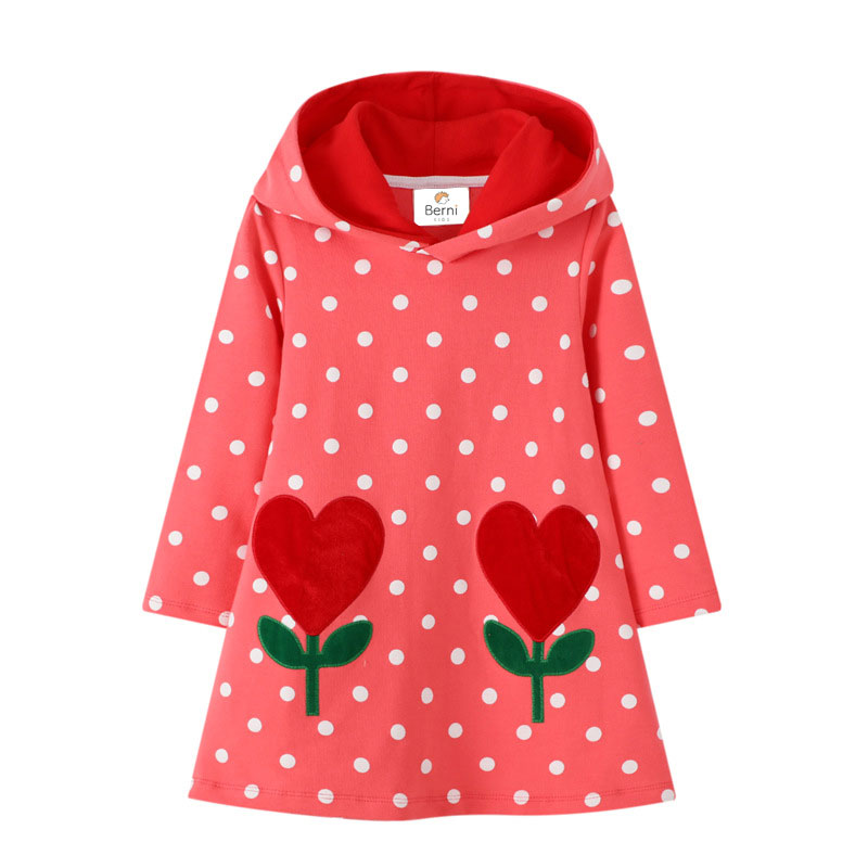 

Платье для девочки в горох с капюшоном розовое Red flowers Berni Kids (100) (55949)
