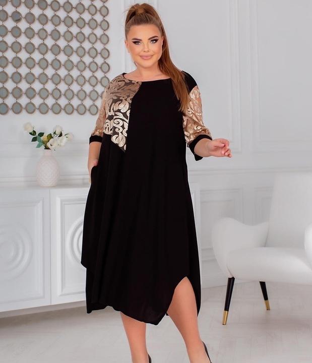 

Платье G&M k-86467 - Размер цвет черный+золото, Платье G&M k-86467 56-58 Размер цвет черный+золото