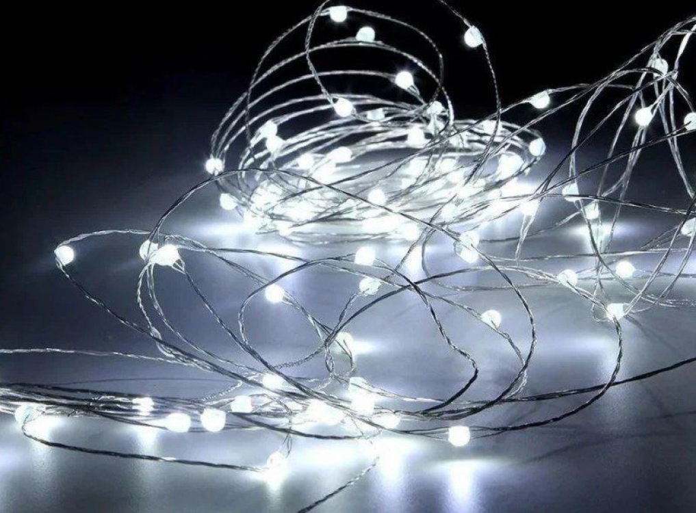 

Гирлянда светодиодная роса на батарейках 10 м, 100 LED (Белый) DTMA