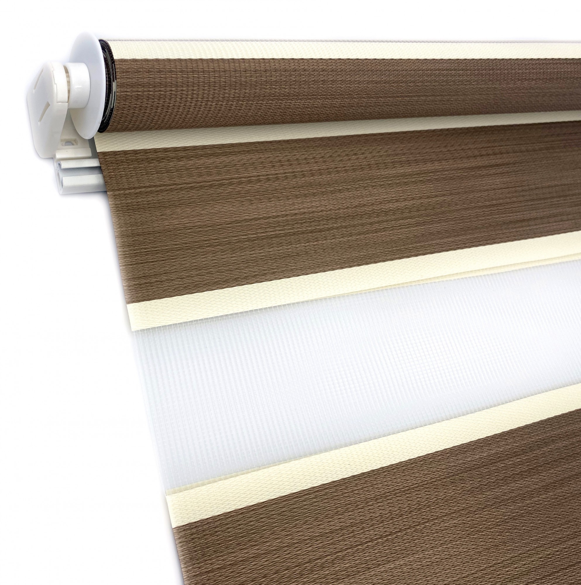 

Ролета День Ночь TyulPan 85x170 см Лен Каштановый с молочным