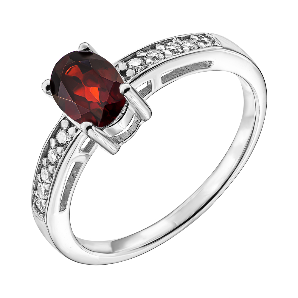 

Серебряное кольцо с гранатом и фианитами 000137593 17 размера