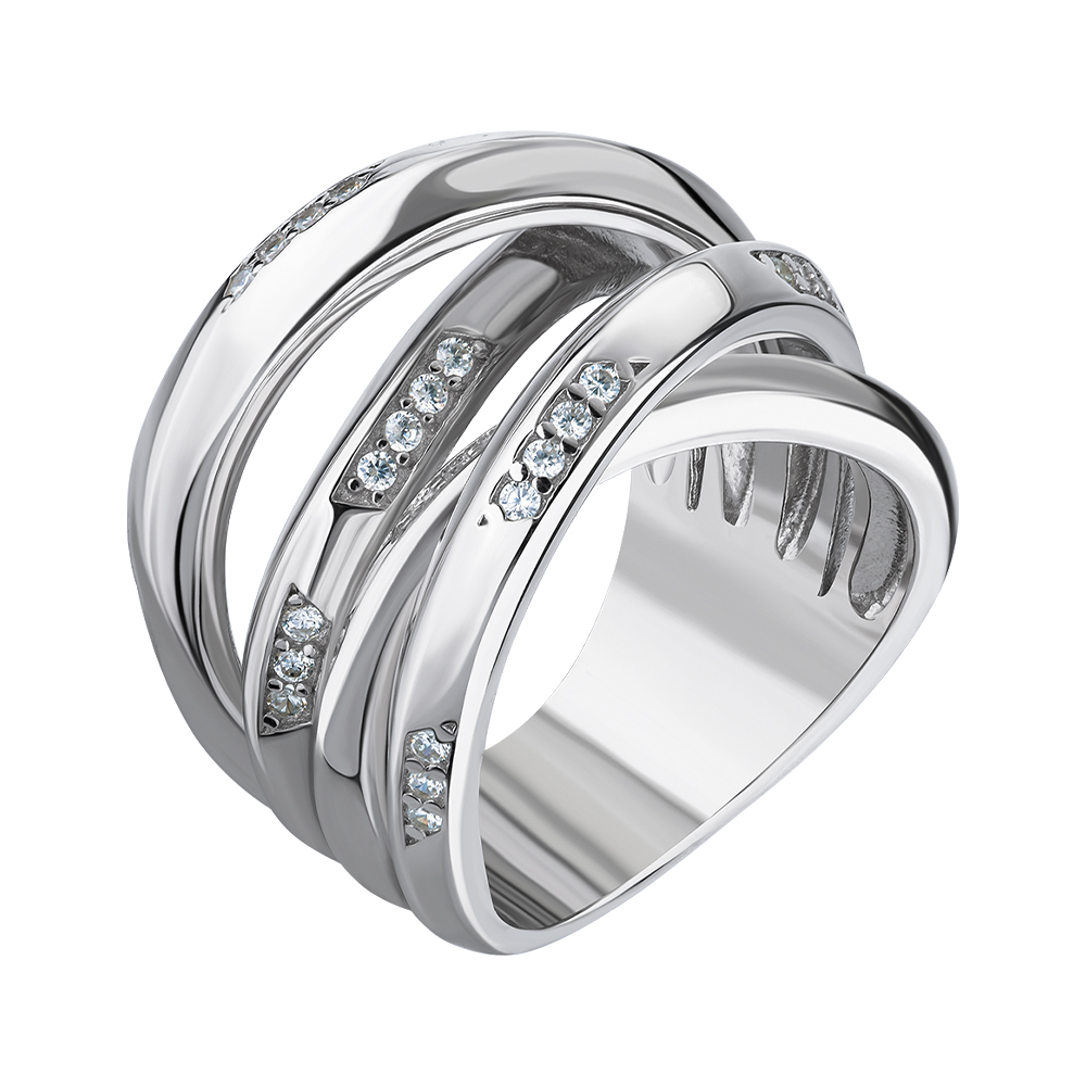 

Серебряное кольцо с фианитами 000147219 18 размера