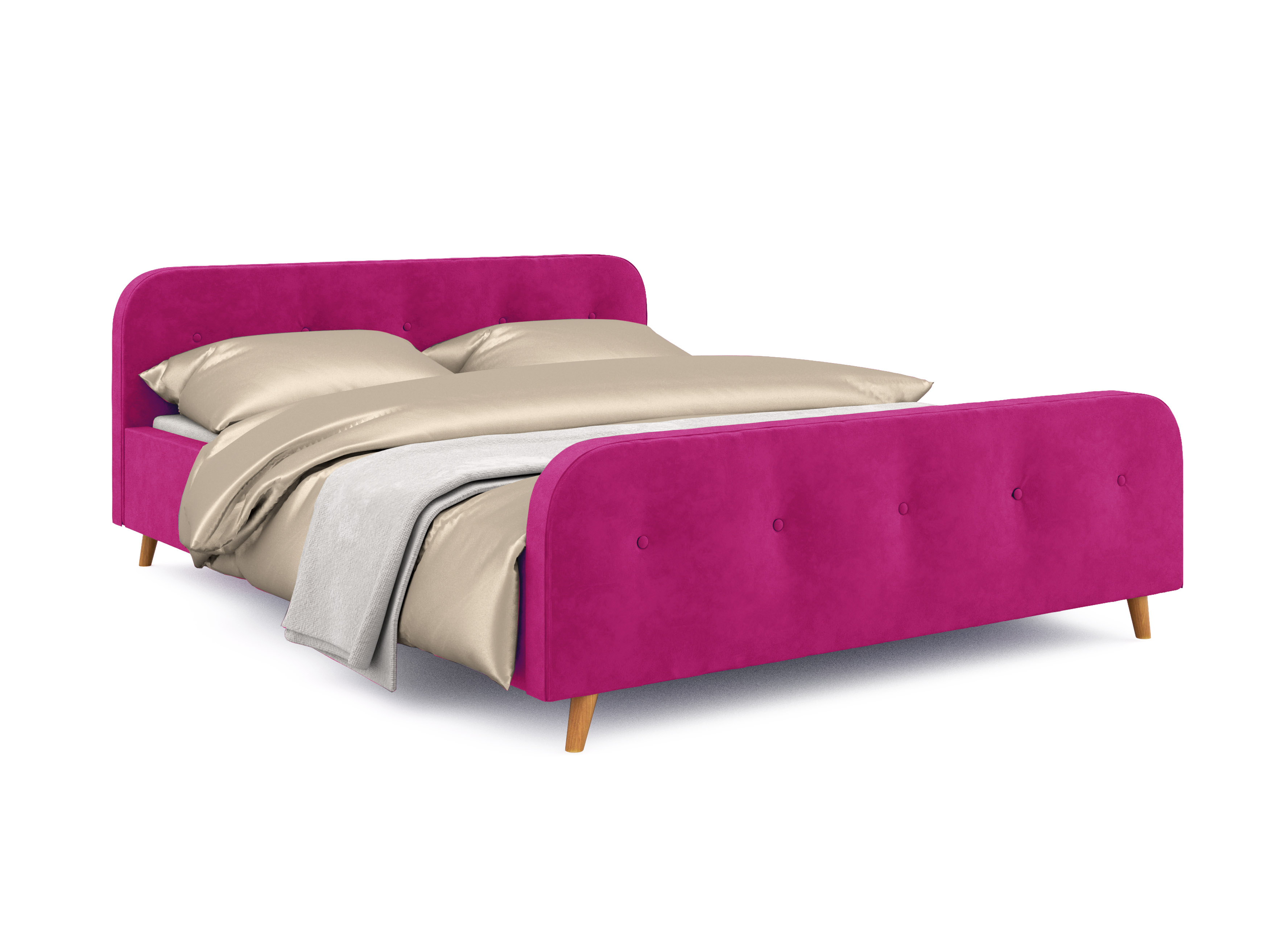 

Кровать двуспальная с мягким изголовьем Skandi 160x200 ЛДСП дерево ясень/ткань Этна малиновый Viorina-Deko (без матраса)